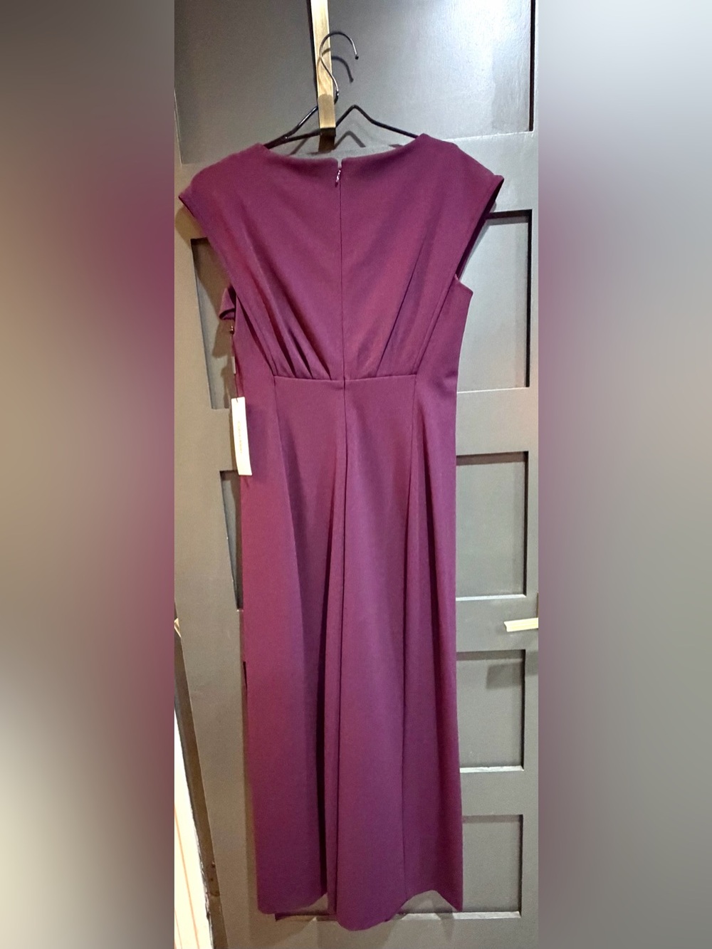 Calvin Klein Plum Wide Leg Jumpsuit Pleated Cap Sleeve Elegant Formal Women’s